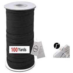 DYRDM 100 Yards Elastic Band for Sewing 1/4'' (6mm) Elastic Cord Black Braided Elastic Rope Elastic Spool Elastic String Heavy Stretch High Elasticity for Sewing Crafts DIY Bedspread Cuff