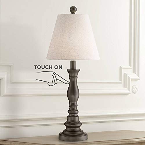 Archmond Traditional Desk Table Lamp Dark Bronze Metal Off White Empire Shade Touch On Off for Living Room Bedroom Office - 360 Lighting