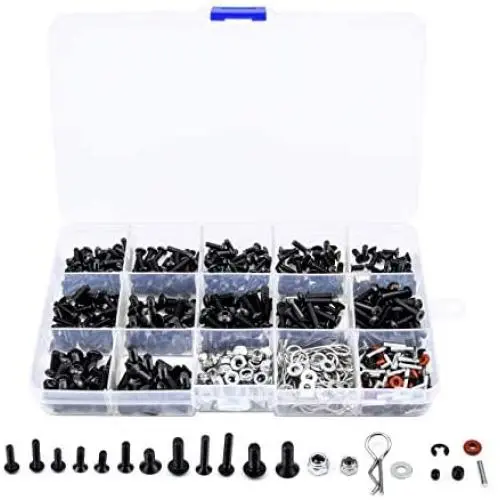 FPVDrone RC Car Screws Kits M3/M4/E Buckle/Shell Buckle/Screw Nuts/Hex Screws/Plugs RC Repair Tool Kit for HSP/Wltoys/Traxxa Scale RC Cars(500PCS) FPVDrone RC Car Screws Kits M3/M4/E Buckle/Shell Buckle/Screw Nuts/Hex Screws/Plugs RC Repair Tool Kit for HSP/Wltoys/Traxxa Scale RC Cars(500PCS)