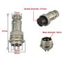 FULARR 6Pcs Premium GX16-4 Pin Aviation Connector Plug Adapter, 5A 16MM Thread Male Female Metal Panel Aviation Wire Connector Kit, with Rubber Protector Cap and Phillips Screwdriver
