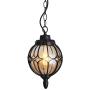 IJ INJUICY Outdoor Hanging Lamp Lantern, Waterproof Pendant Lighting Fixture in Painted Metal with Glass Globe, Exterior Ceiling Light for Porch, Entryway,Restaurant 9.1'' (Black)