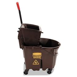 Rubbermaid Commercial WaveBrake 2.0 35 QT Side-Press Mop Bucket and Wringer, Brown (FG758088BRN)