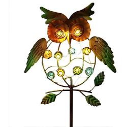 TAKE ME Garden Solar Lights Outdoor,Solar Powered Stake Lights - Metal OWL LED Decorative Garden Lights for Walkway,Pathway,Yard,Lawn (Green)