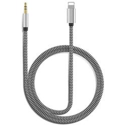 [Apple MFi Certified] Aux Cord for iPhone, Lightning to 3.5mm Nylon Braided Audio Stereo Cable for iPhone 11/11 Pro/XS/XR/X 8 7 6/iPad/iPod to Car/Home Stereo, Speaker, Headphone (3.3FT, Silver)