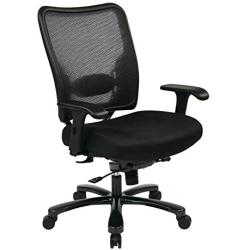 SPACE Seating Big and Tall AirGrid Back and Padded Mesh Seat, Adjustable Arms, Gunmetal Finish Base Ergonomic Managers Chair, Black