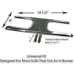 GrillSpot Large Stainless Steel H Burner Kit for Gas Grills | 19 1/2 Inches | Universal Fit Barbecue Grill Parts