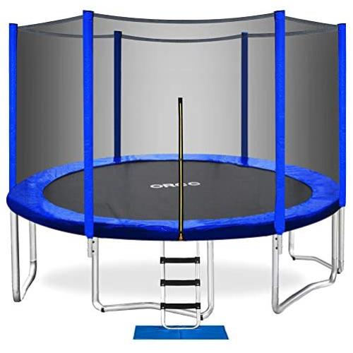 ORCC Trampoline 400 LBS Weight Capacity for Kids Adults, 15 14 12 10ft Outdoor Trampoline, Safe Backyard Trampoline with Enclosure Net Ladder and Rain Cover