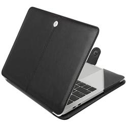 MOSISO Case Compatible with 2020-2018 MacBook Air 13 A2337 M1 A2179 A1932/2020-2016 MacBook Pro 13 A2338 M1 A2251 A2289 A2159 A1989 A1706 A1708, PU Leather Folio Protective Stand Cover, Black