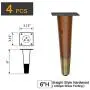 4 pcs Set Straight Wood Furniture Legs, Sofa Legs, Bench Legs, Table Legs with Metal Footings (6''H Antique Brass Finish Metal Footing) 4 pcs Set Straight Wood Furniture Legs, Sofa Legs, Bench Legs, Table Legs with Metal Footings (6''H Antique Brass Finish Metal Footing)