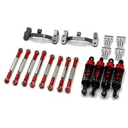VERBAY Upgrade Metal Pull Rod Tie Rod Pull Rod Base Shock Absorber for WPL B14 B24 C14 C24 C34 1/16 RC Car Spare Parts,Red