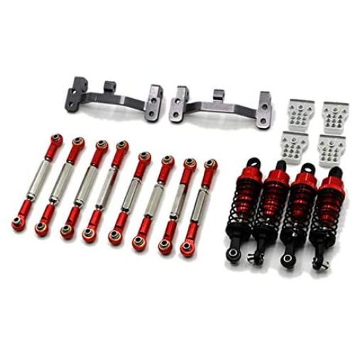 VERBAY Upgrade Metal Pull Rod Tie Rod Pull Rod Base Shock Absorber for WPL B14 B24 C14 C24 C34 1/16 RC Car Spare Parts,Red