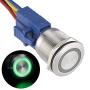 APIELE 22mm Latching Push Button Switch 12V Angel Eye LED Waterproof Stainless Steel Round Metal Self-Locking Latching 7/8 1NO 1NC (Green) r