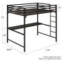 DHP Miles Metal Full Loft Bed with Desk, Black