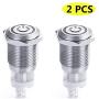 Viping Car Horn Button 12V 16mm LED On/Off Switch Momentary Button Reset Switch Dedicated Connector Switch Power Metal Toggle Switch Car RVTruck Boat Motorcycle DIY Switch LED Red self-locking 2 pack