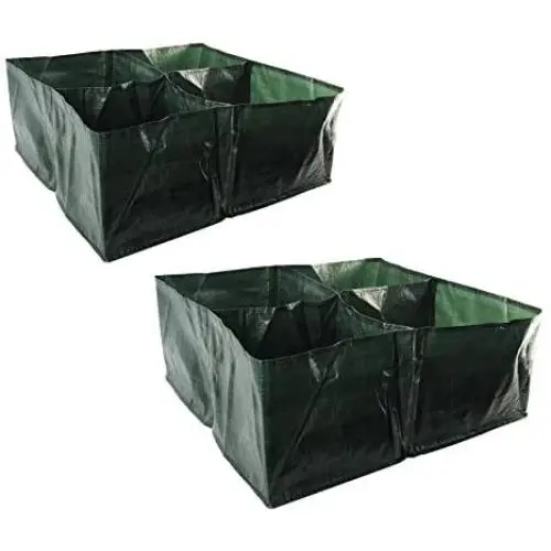 HYDDNice 2 Pack Raised Garden Planter Fabric Bed, 4 Divided Grids Square PE Planter Box with Metal Drain Holes Planting Grow Pot for Vegetables, Herb Peppers Flower Plants Grow HYDDNice 2 Pack Raised Garden Planter Fabric Bed, 4 Divided Grids Square PE Planter Box with Metal Drain Holes Planting Grow Pot for Vegetables, Herb Peppers Flower Plants Grow