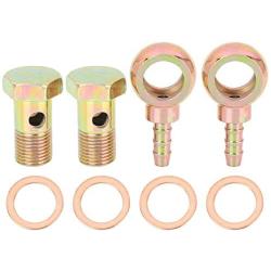 X AUTOHAUX 2 Sets 16mm Diameter Banjo Hose Barb Bolt Fittings Banjo Bolt Washer Bronze Tone Metal for Motorcycle Car