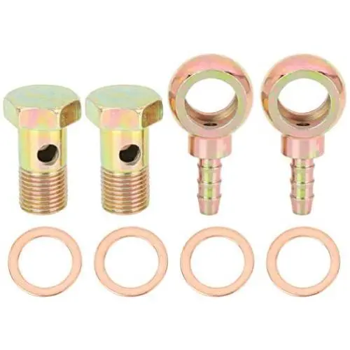 X AUTOHAUX 2 Sets 16mm Diameter Banjo Hose Barb Bolt Fittings Banjo Bolt Washer Bronze Tone Metal for Motorcycle Car X AUTOHAUX 2 Sets 16mm Diameter Banjo Hose Barb Bolt Fittings Banjo Bolt Washer Bronze Tone Metal for Motorcycle Car