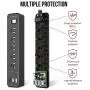 SUPERDANNY USB Surge Protector Power Strip Mountable Extension Cord Multiple Protection 5 Outlet 3 USB Port with Hook & Loop Fastener for iPhone iPad PC Home Office Travel Black