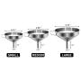 Stainless Steel Kitchen Funnel with Removable Strainer/Filter for Essential/Cooking Oils, Food Grade 3 Set Metal Funnels for Transferring of Liquid, Fluid, Dry Ingredients & Powder, HOXHA (3 Packs)