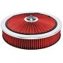 A-Team Performance High Flow Replacement Air Cleaner Assembly w/Flow-Thru Lid Washable and Reusable Round Air Filter Element Kit Includes Star Wing Nut Compatible with Chevrolet GMC Ford 14''x3'' Red