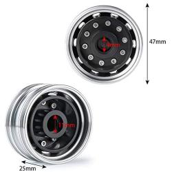 Que-T 2pcs Metal Front Wheel Hubs Rims for 1/14 Tamiya Tractor Climbing Trailer RC Car Upgrade Parts