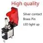 ESUPPORT Car Red Cover Red LED Light Rokcer Toggle Switch SPST ON Off Pack of 5