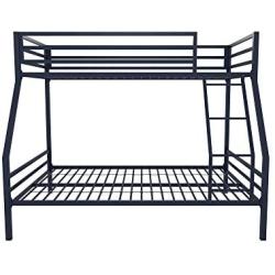 Novogratz Maxwell Twin/Full Metal Bunk Bed, Sturdy Metal Frame with Ladder and Safety Rails, Navy Blue