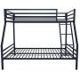 Novogratz Maxwell Twin/Full Metal Bunk Bed, Sturdy Metal Frame with Ladder and Safety Rails, Navy Blue