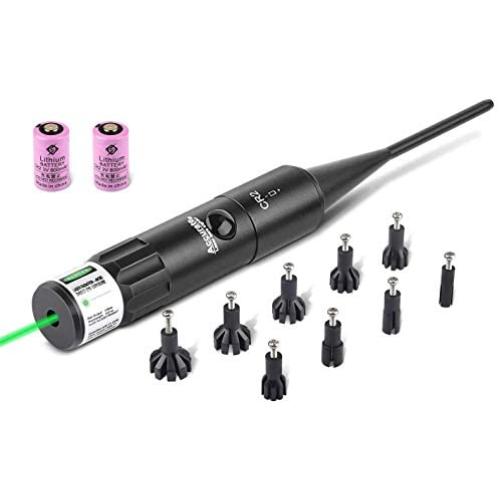 EZshoot Bore Sight Kit Bright Green Dot BoreSighter with Big Button Switch for .17 to .54 Caliber Rifles Pistols Shoot Guns Hunting