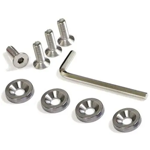iJDMTOY 4pc JDM Racing Style M6 Gun Metal Grey Aluminum Washers Bolts Kit Compatible with Car License Plate Frame, Fender, Bumper, Engine Bay, etc
