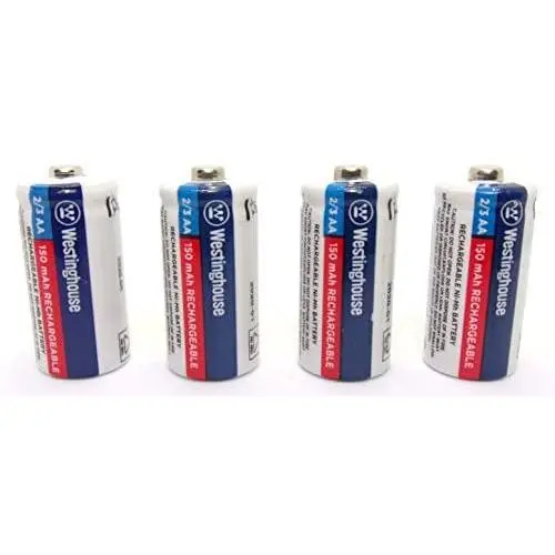 4X Westinghouse 2/3 AA Ni-Mh Battery Batteries Rechargeable 1.2 V Volt 150 mAh Reusable Chargeable by JL Missouri Parts 4X Westinghouse 2/3 AA Ni-Mh Battery Batteries Rechargeable 1.2 V Volt 150 mAh Reusable Chargeable by JL Missouri Parts