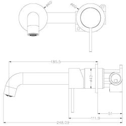 ZUKKI Copper Single-Handle Bathroom Wall Mounted Faucets Wall Mounted Brass Basin Mixer Taps Sink Mixer Tap Hot and Cold Spout Sink Rough Valve Bathtub Faucet (2219-07C Black)