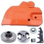 Adefol Chainsaw Brake Clutch Cover and .325'' 7T Clutch Drum For Husqvarna 445 450 with Worm Gear Needle Bearing Felling Dog Spike Replacement Parts for 544097902, 578097901, 503931801