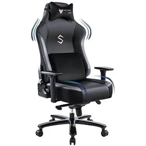 FANTASYLAB Big and Tall 400lb Massage Memory Foam Gaming Chair - Adjustable Tilt, Back Angle and 3D Arms High-Back Leather Racing Executive Computer Desk Office Chair, Metal Base, Grey/Black FANTASYLAB Big and Tall 400lb Massage Memory Foam Gaming Chair - Adjustable Tilt, Back Angle and 3D Arms High-Back Leather Racing Executive Computer Desk Office Chair, Metal Base, Grey/Black
