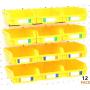 12 Pack Yellow Pegboard Bins - Pegboard Hardware Parts Storage Craft Organizer Sample Room Organzier PegBoard Workbench Bins Accessories (Yellow 12 PC)