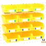 12 Pack Yellow Pegboard Bins - Pegboard Hardware Parts Storage Craft Organizer Sample Room Organzier PegBoard Workbench Bins Accessories (Yellow 12 PC)