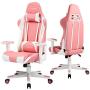 Gtracing Gaming Chair Racing Office Computer Ergonomic Video Game Chair Backrest and Seat Height Adjustable Swivel Recliner with Headrest and Lumbar Pillow Esports Chair (Pink)