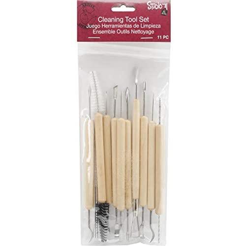 Darice 11-Piece Clay Tools Set from Studio 71 – Metal Tipped Clay Sculpting Tools with Wood Handles, Ideal for Cleaning and Creating Decorative Effects on Clay Surfaces