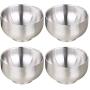 Devico 18/8 Stainless Steel Bowl, 19oz Metal Rice Cereal Serving Bowls, Double Walled Katori for Kids Baby Children, Matte Finish BPA-free, Set of 4