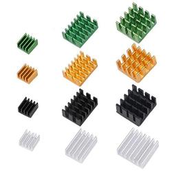 MakerFocus 12pcs Raspberry Pi 4B Heat Sink Set, Raspberry Pi 4B Aluminum Radiator Cooling Kit Cooler for Raspberry Pi 4B(3 Black/3 Silver /3 Green/3 Yellow)