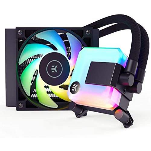 EK 120mm AIO D-RGB All-in-One CPU Liquid Cooler with EK-Vardar High-Performance PMW Fans, Water Cooling Computer Parts, 120mm Fan, Intel 115X/1200/2066, AMD AM4