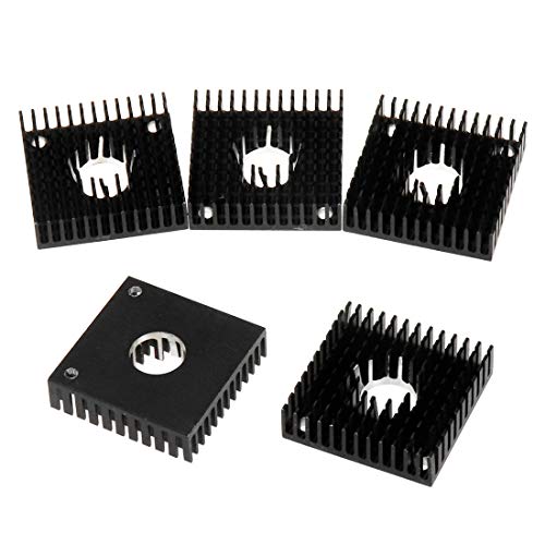 Geesatis 5 Pcs Aluminium Extruder Heatsink 40 x 40 x 11 mm Heatsink Cooling Cooler Fin for MK7 / MK8, Black