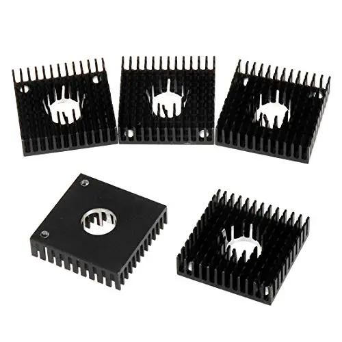 Geesatis 5 Pcs Aluminium Extruder Heatsink 40 x 40 x 11 mm Heatsink Cooling Cooler Fin for MK7 / MK8, Black