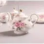 ufengke 15 Piece European Bone China Coffee Cup Set, Ceramic Porcelain Tea Cup Set with Metal Holder, Tea Gift Sets, Pink Camellia Painting