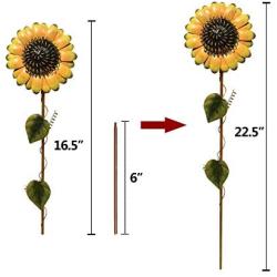 Grace Home Set of 2 Vintage Metal Sunflower Garden Stake Sunflower Ornament for Patio Lawn Yard Decoration (21 Inches)