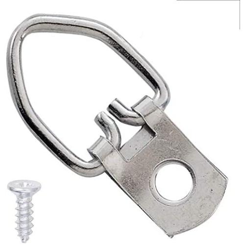 D Ring Picture Hangers Single Hole with Screws/Heavy Duty Metal D-shape Photo Frame Back Hooks for Picture Hanging (100 PCS)