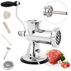 Huanyu Manual Meat Grinder Stainless Steel Hand Meat Sausage Stuffer Manual Meat Grinding Machine Sausage Filler Filling Machine for Pork, Beef Fish Chicken Pepper Mushrooms ect(With ONE SAMLL Enema)