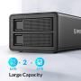 ORICO 2 Bay USB 3.0 to SATA External Hard Drive Enclosure Support 32TB, 2.5/3.5 inch HDD SSD Enclosure for Music Photo Video Data Storage Backup (No RAID)