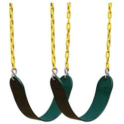 Squirrel Products 2 Pack Heavy Duty Swing Seat - Swing Set Accessories Swing Seat Replacement with Plastic Coated Chain for Easy Install - Green