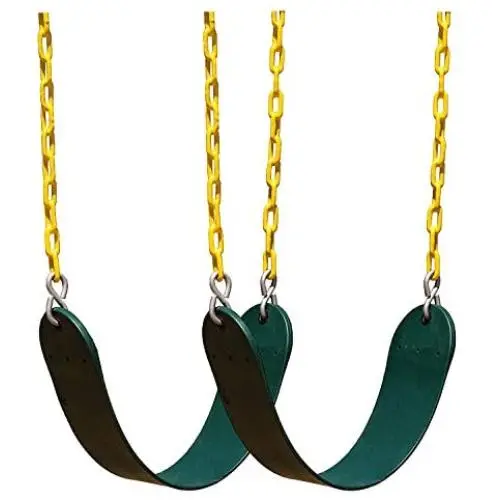 Squirrel Products 2 Pack Heavy Duty Swing Seat - Swing Set Accessories Swing Seat Replacement with Plastic Coated Chain for Easy Install - Green Squirrel Products 2 Pack Heavy Duty Swing Seat - Swing Set Accessories Swing Seat Replacement with Plastic Coated Chain for Easy Install - Green